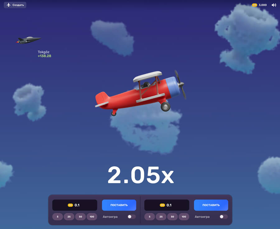 Интерфейс игры Aviator